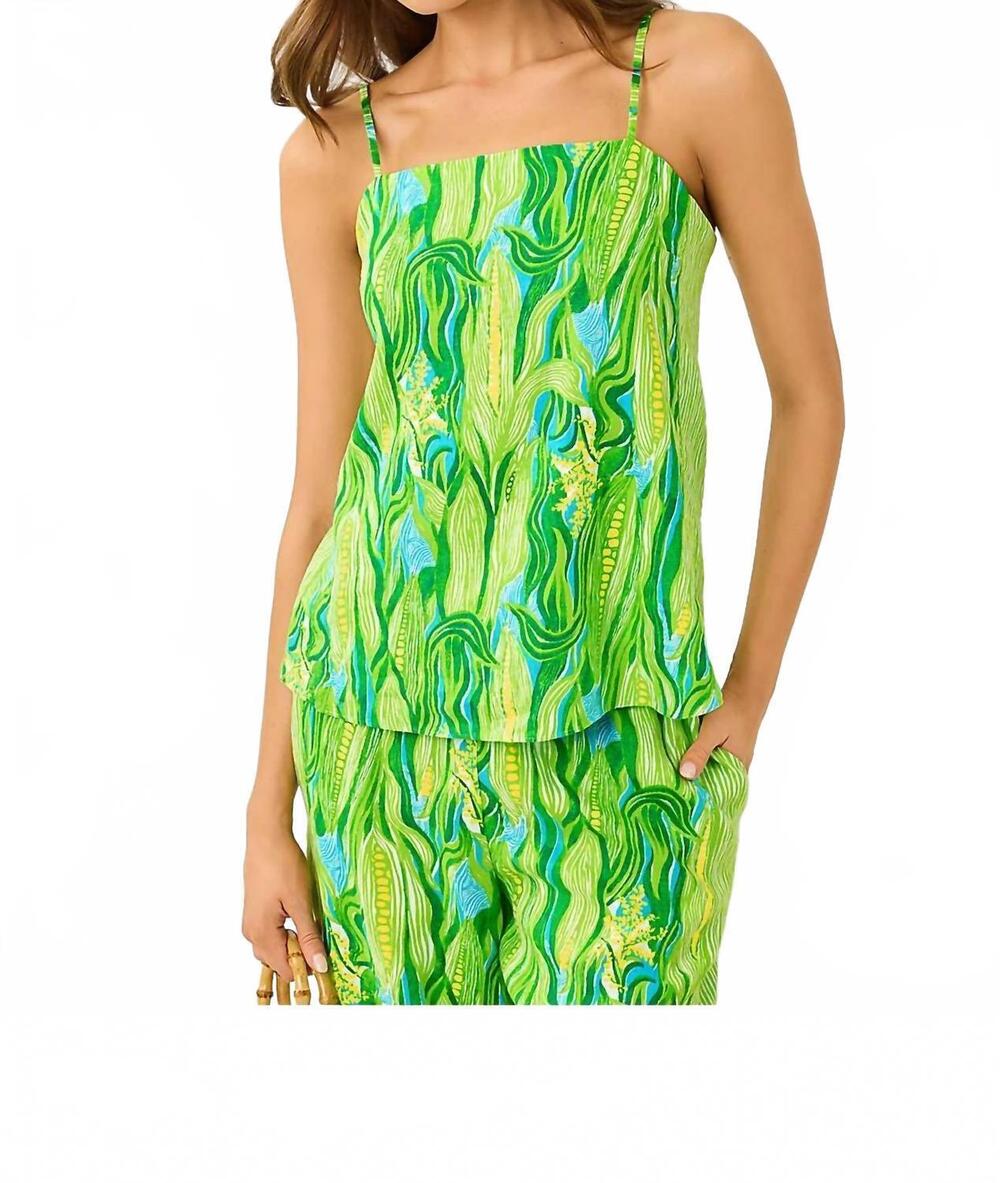 NEW LILLY PULITZER jesslyn top in turquoise tide sweet corn